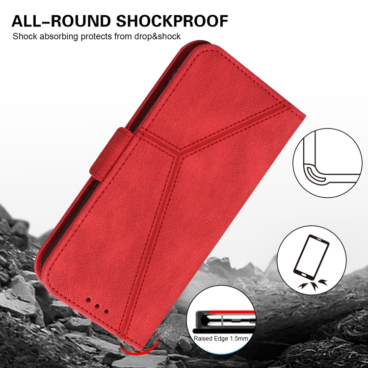 For iPhone SE 2022 / SE 2020 / 8 / 7 Embossing Stripe RFID Leather Phone Case(Red) For iPhone SE 2022 / SE 2020 / 8 / 7 Embossing Stripe RFID Leather Phone Case(Red)