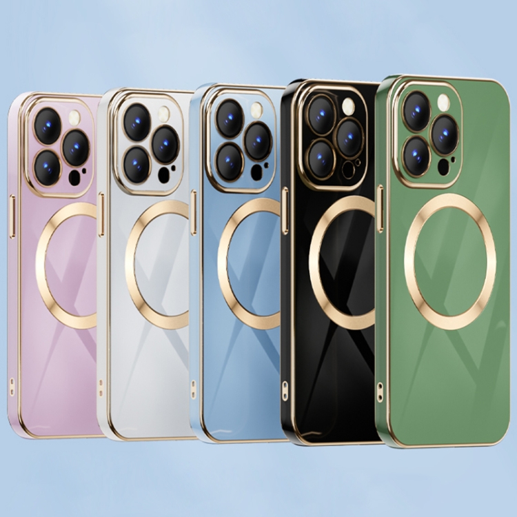 For iPhone 14 Plus 6D Gold Plated Magsafe Magnetic Phone Case (Purple) For iPhone 14 Plus 6D Gold Plated Magsafe Magnetic Phone Case (Purple)