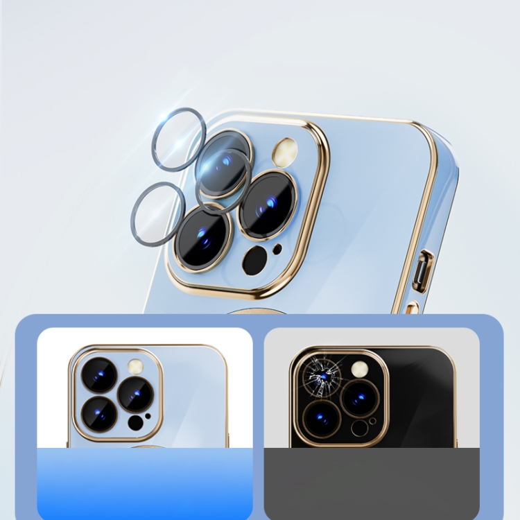 For iPhone 14 Plus 6D Gold Plated Magsafe Magnetic Phone Case (Purple) For iPhone 14 Plus 6D Gold Plated Magsafe Magnetic Phone Case (Purple)