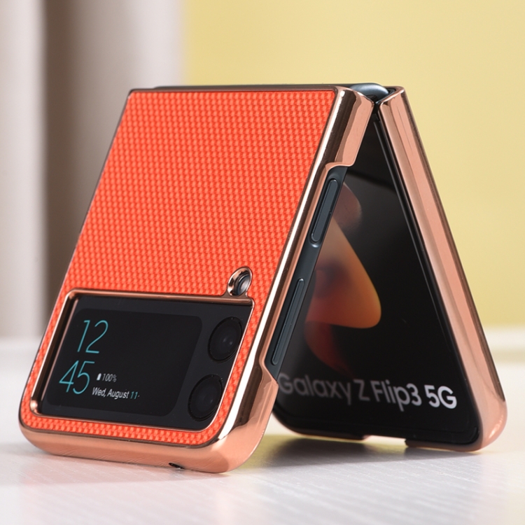 For Samsung Galaxy Z Flip4 Gilt Electroplated Nylon Phone Case(Pink)