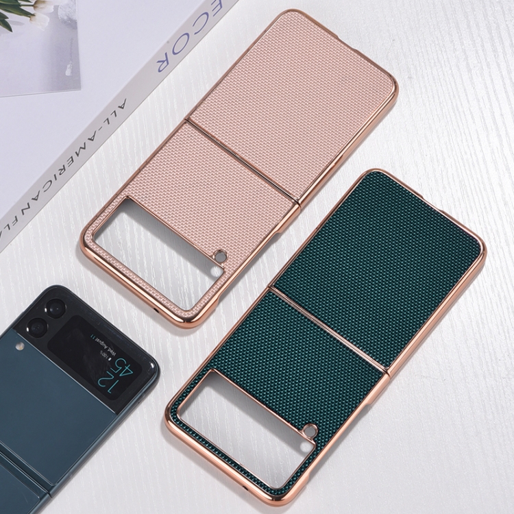 For Samsung Galaxy Z Flip4 Gilt Electroplated Nylon Phone Case(Pink)
