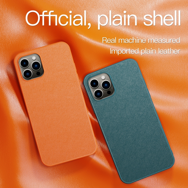 For iPhone 14 Plus Plain Skin Leather Phone Case (Orange) For iPhone 14 Plus Plain Skin Leather Phone Case (Orange)