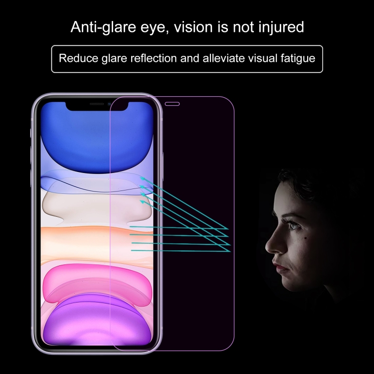 For iPhone 11 / XR Purple Light Eye Protection Tempered Glass Film