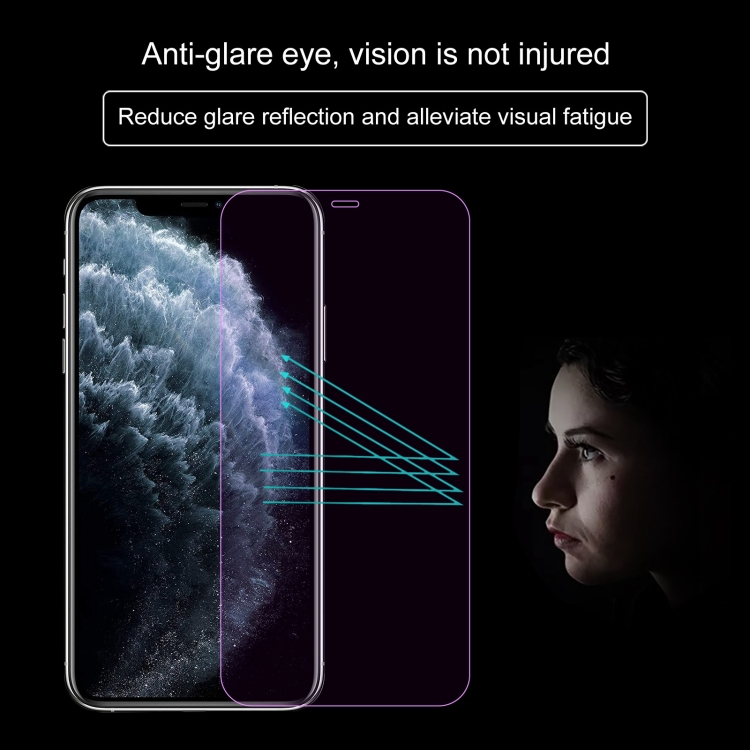 10 PCS Purple Light Eye Protection Tempered Glass Film For iPhone 11 Pro Max / XS Max