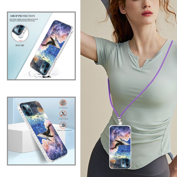 For iPhone 12 Pro Max 2.0mm Airbag Shockproof TPU Phone Case with Lanyard(Whale) For iPhone 12 Pro Max 2.0mm Airbag Shockproof TPU Phone Case with Lanyard(Whale)