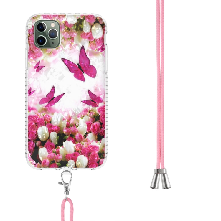 For iPhone 11 Pro Max 2.0mm Airbag Shockproof TPU Phone Case with Lanyard (Dancing Butterflies) For iPhone 11 Pro Max 2.0mm Airbag Shockproof TPU Phone Case with Lanyard (Dancing Butterflies)