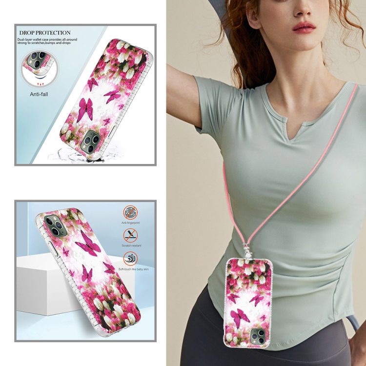 For iPhone 11 Pro Max 2.0mm Airbag Shockproof TPU Phone Case with Lanyard (Dancing Butterflies) For iPhone 11 Pro Max 2.0mm Airbag Shockproof TPU Phone Case with Lanyard (Dancing Butterflies)