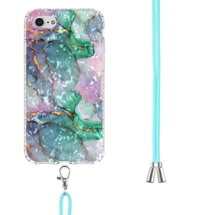 For iPhone SE 2022 / SE 2020 / 8 / 7 2.0mm Airbag Shockproof TPU Phone Case with Lanyard(Ink Green Marble) For iPhone SE 2022 / SE 2020 / 8 / 7 2.0mm Airbag Shockproof TPU Phone Case with Lanyard(Ink Green Marble)