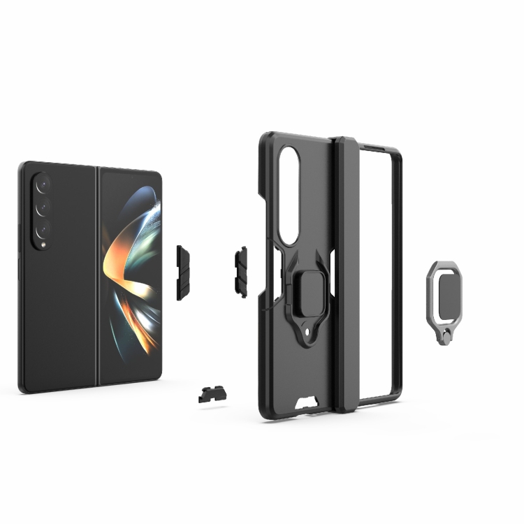 For Samsung Galaxy Z Fold4 PC + TPU Shockproof Protective Phone Case with Magnetic Ring Holder(Red)