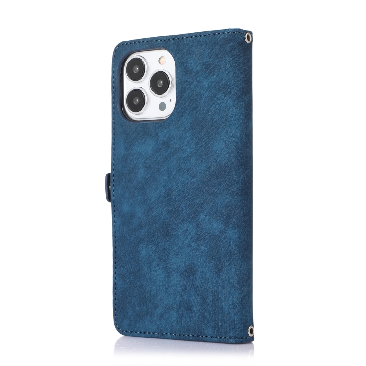 For iPhone 14 Pro Max Zipper Card Slot Buckle Wallet Leather Phone Case (Blue) For iPhone 14 Pro Max Zipper Card Slot Buckle Wallet Leather Phone Case (Blue)