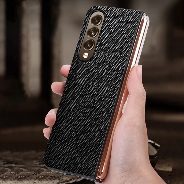 For Samsung Galaxy Z Fold4 Genuine Leather Protective Phone Case(Cross Red) For Samsung Galaxy Z Fold4 Genuine Leather Protective Phone Case(Cross Red)