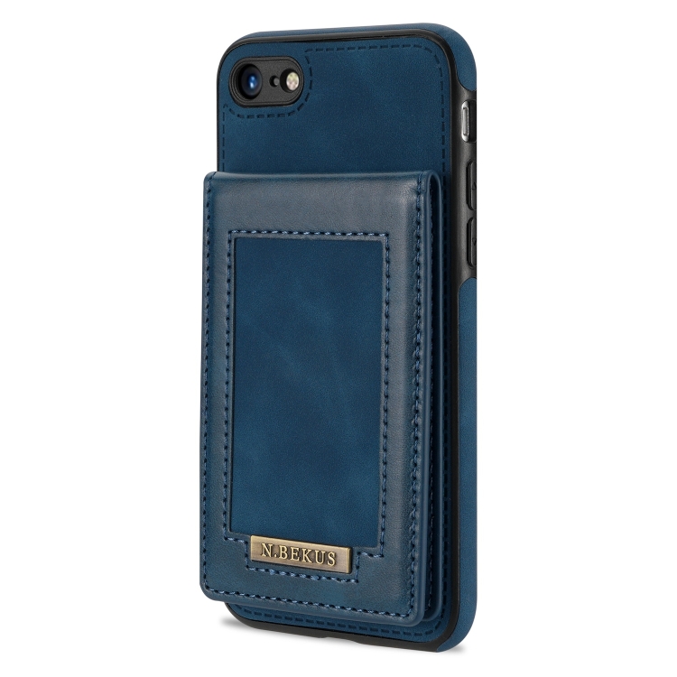 For iPhone SE 2022 / SE 2020 / 8 / 7 N.BEKUS Vertical Flip Card Slot RFID Phone Case(Blue) For iPhone SE 2022 / SE 2020 / 8 / 7 N.BEKUS Vertical Flip Card Slot RFID Phone Case(Blue)