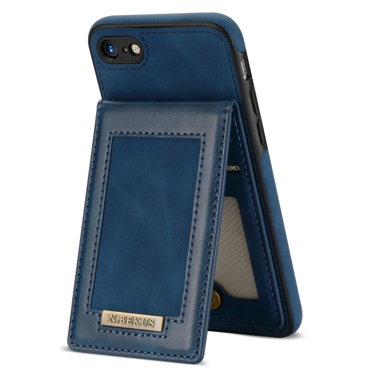 For iPhone SE 2022 / SE 2020 / 8 / 7 N.BEKUS Vertical Flip Card Slot RFID Phone Case(Blue) For iPhone SE 2022 / SE 2020 / 8 / 7 N.BEKUS Vertical Flip Card Slot RFID Phone Case(Blue)