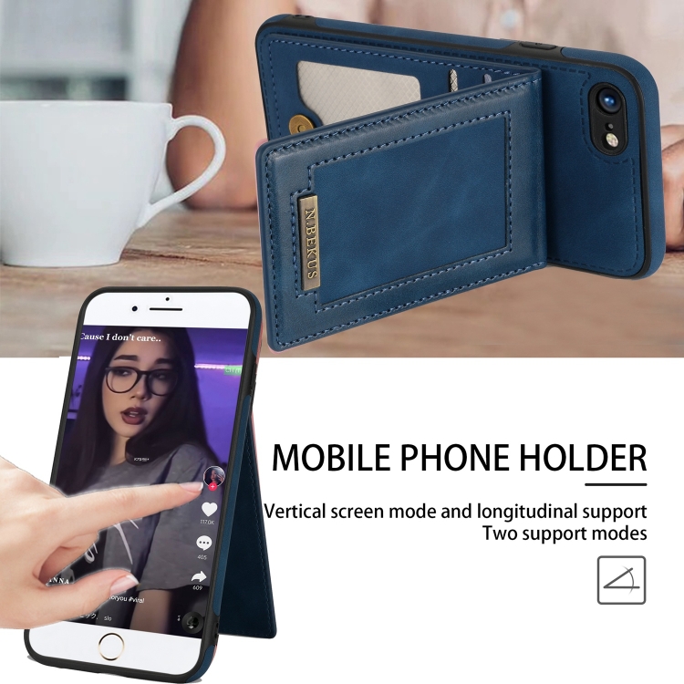For iPhone SE 2022 / SE 2020 / 8 / 7 N.BEKUS Vertical Flip Card Slot RFID Phone Case(Blue) For iPhone SE 2022 / SE 2020 / 8 / 7 N.BEKUS Vertical Flip Card Slot RFID Phone Case(Blue)
