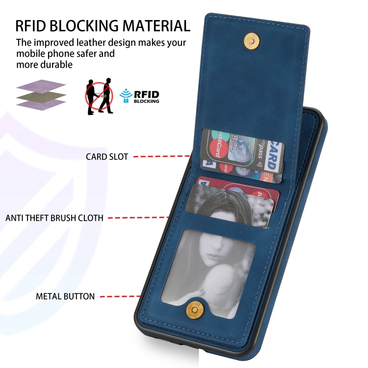 For Samsung Galaxy S22+ 5G N.Bekus Vertical Flip Card Slot RFID Phone Case(Blue) For Samsung Galaxy S22+ 5G N.Bekus Vertical Flip Card Slot RFID Phone Case(Blue)