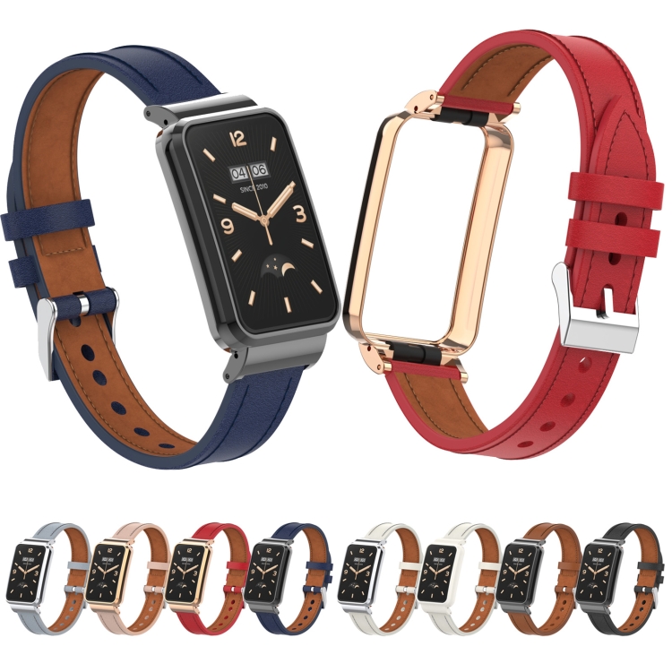 Xiaomi Mi Band 7 Pro用マイクロファイバーレザーメタルフレーム 