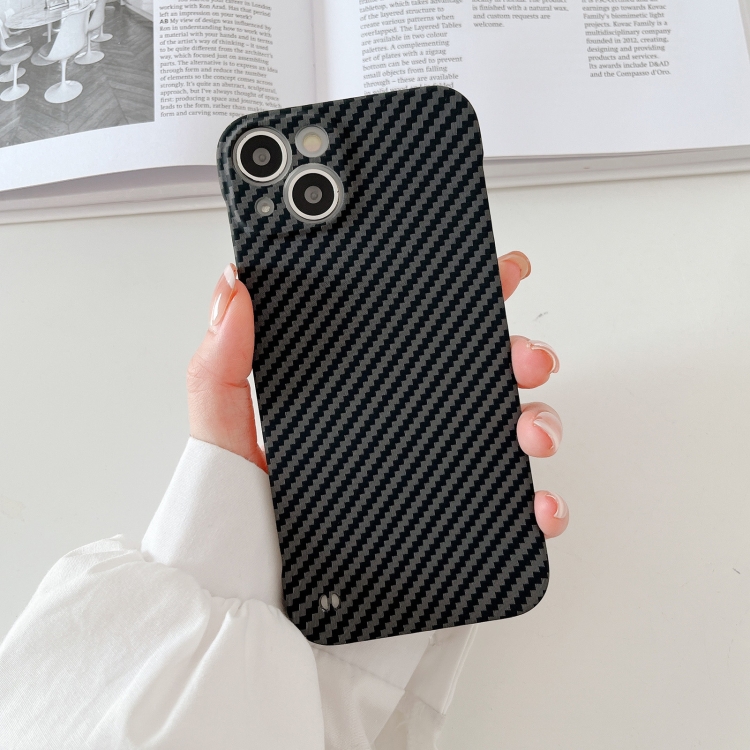 For iPhone 14 Plus Carbon Fiber Texture PC Phone Case (Black Grey) For iPhone 14 Plus Carbon Fiber Texture PC Phone Case (Black Grey)