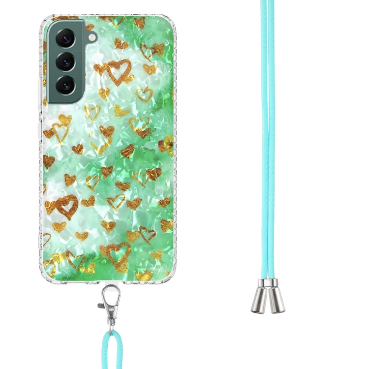 For Samsung Galaxy S22 5G 2.0mm Airbag Shockproof TPU Phone Case with Lanyard(Gold Heart) For Samsung Galaxy S22 5G 2.0mm Airbag Shockproof TPU Phone Case with Lanyard(Gold Heart)