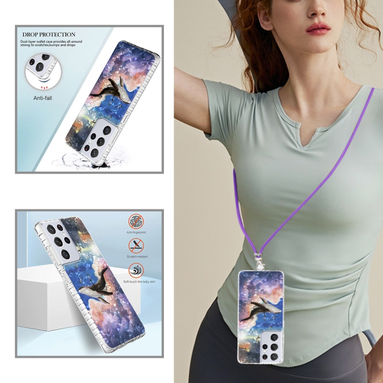 For Samsung Galaxy S21 Ultra 5G 2.0mm Airbag Shockproof TPU Phone Case with Lanyard(Whale) For Samsung Galaxy S21 Ultra 5G 2.0mm Airbag Shockproof TPU Phone Case with Lanyard(Whale)