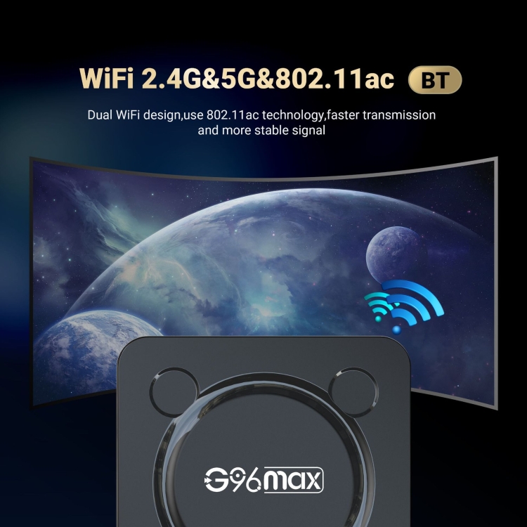 G96max Smart 4K HD Android 11.0 TV Box, Amlogic S905W2 Quad Core ARM Cortex A35, compatible con WiFi de doble banda, HDMI, RJ45, capacidad: 2 GB + 16 GB (enchufe AU) - B3