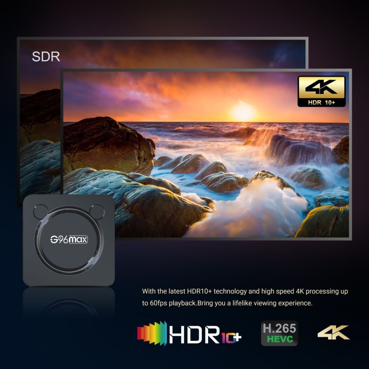 G96max Smart 4K HD Android 11.0 TV Box, Amlogic S905W2 Quad Core ARM Cortex A35, compatible con WiFi de doble banda, HDMI, RJ45, capacidad: 2 GB + 16 GB (enchufe AU) - B4