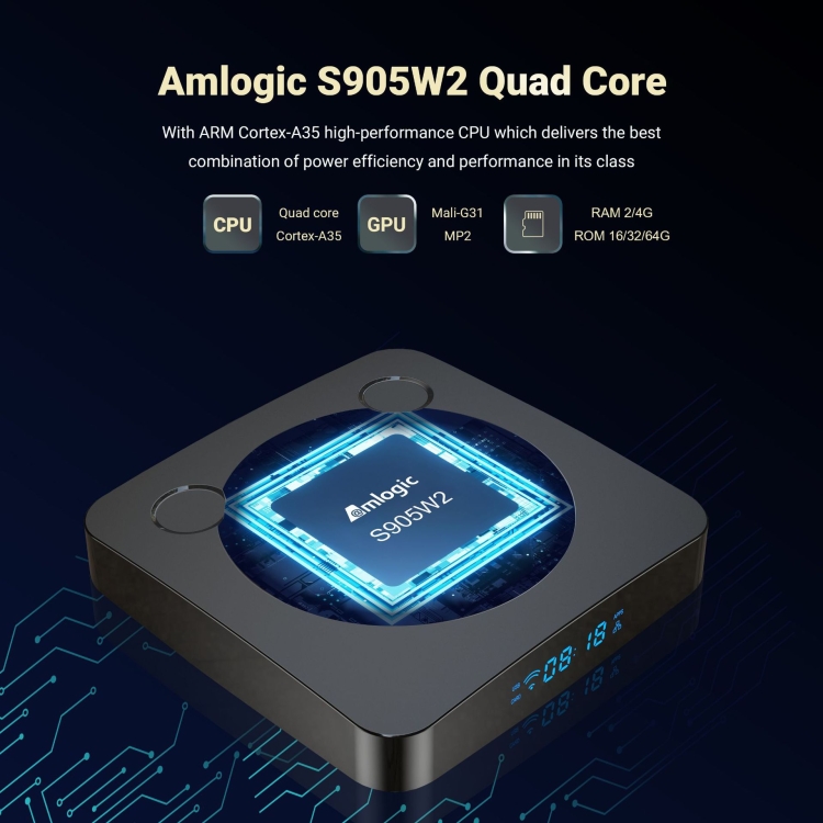 G96max Smart 4K HD Android 11.0 TV Box, Amlogic S905W2 Quad Core ARM Cortex A35, compatible con WiFi de doble banda, HDMI, RJ45, capacidad: 4 GB + 64 GB (enchufe de la UE) - B5