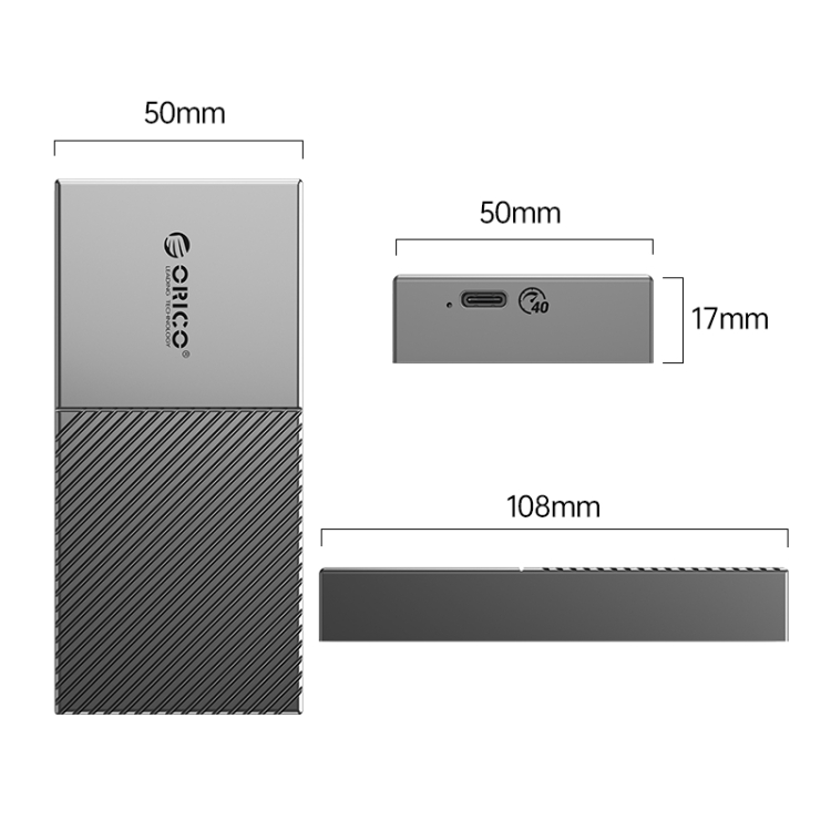 Boîtier SSD ORICO 40Gbps USB4.0 Type-C M.2 NVMe (Gris)