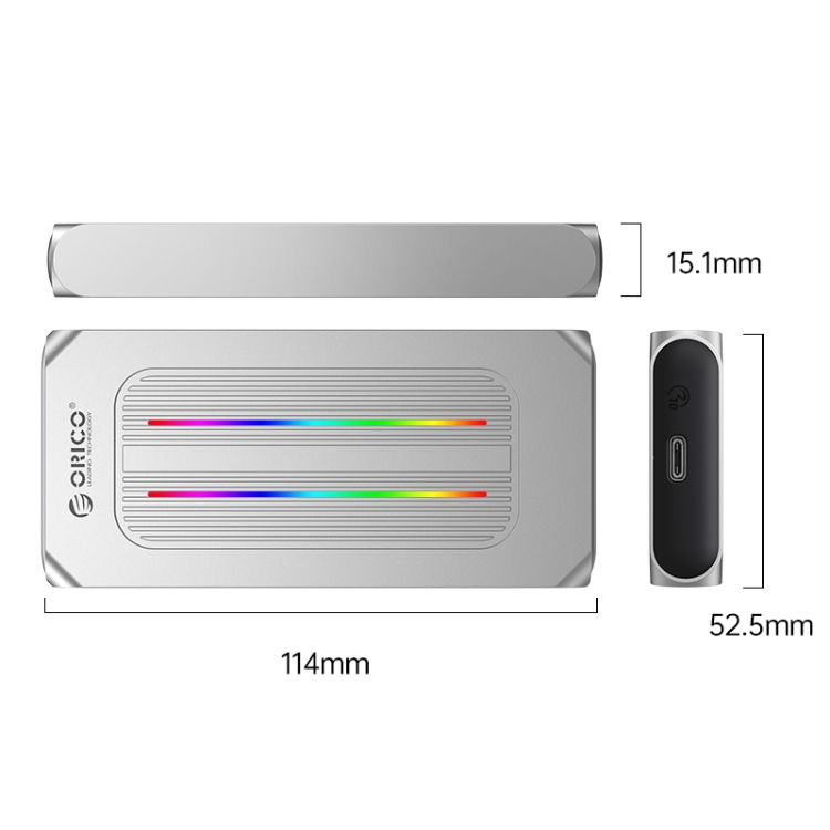 ORICO M2R1-G2-SV Boîtier SSD M.2 NVMe RGB 10 Gbit/s (Argent)