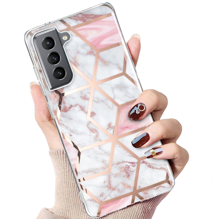 For Samsung Galaxy S21+ 5G Electroplated Marble Pattern TPU Phone Case(White Gravel Pink) For Samsung Galaxy S21+ 5G Electroplated Marble Pattern TPU Phone Case(White Gravel Pink)