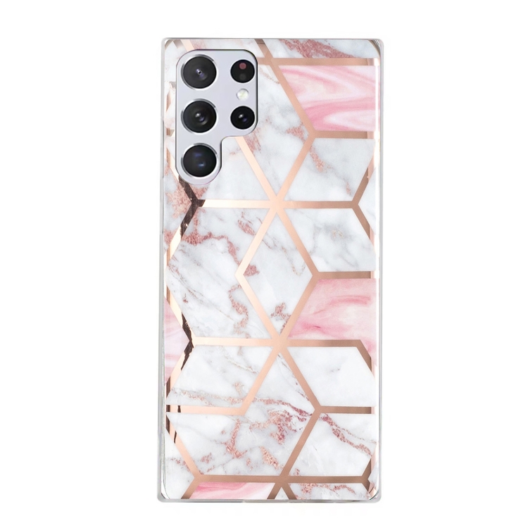 For Samsung Galaxy S22 Ultra 5G Electroplated Marble Pattern TPU Phone Case(White Gravel Pink) For Samsung Galaxy S22 Ultra 5G Electroplated Marble Pattern TPU Phone Case(White Gravel Pink)