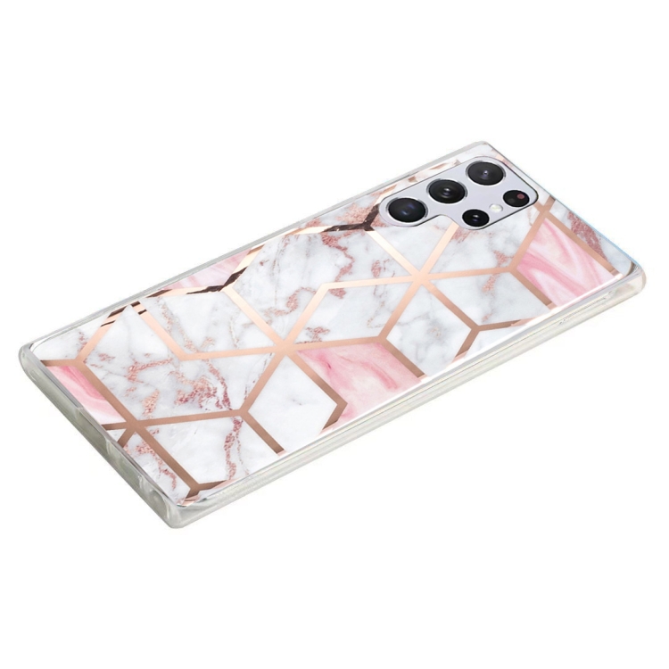 For Samsung Galaxy S22 Ultra 5G Electroplated Marble Pattern TPU Phone Case(White Gravel Pink) For Samsung Galaxy S22 Ultra 5G Electroplated Marble Pattern TPU Phone Case(White Gravel Pink)