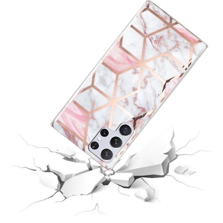 For Samsung Galaxy S22 Ultra 5G Electroplated Marble Pattern TPU Phone Case(White Gravel Pink) For Samsung Galaxy S22 Ultra 5G Electroplated Marble Pattern TPU Phone Case(White Gravel Pink)