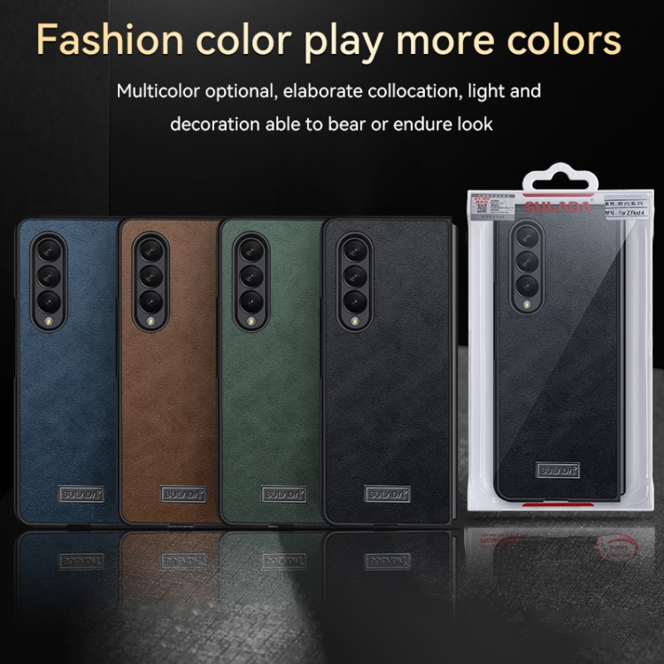 For Samsung Galaxy Z Fold4 SULADA Shockproof TPU + Handmade Leather Protective Case(Green) For Samsung Galaxy Z Fold4 SULADA Shockproof TPU + Handmade Leather Protective Case(Green)