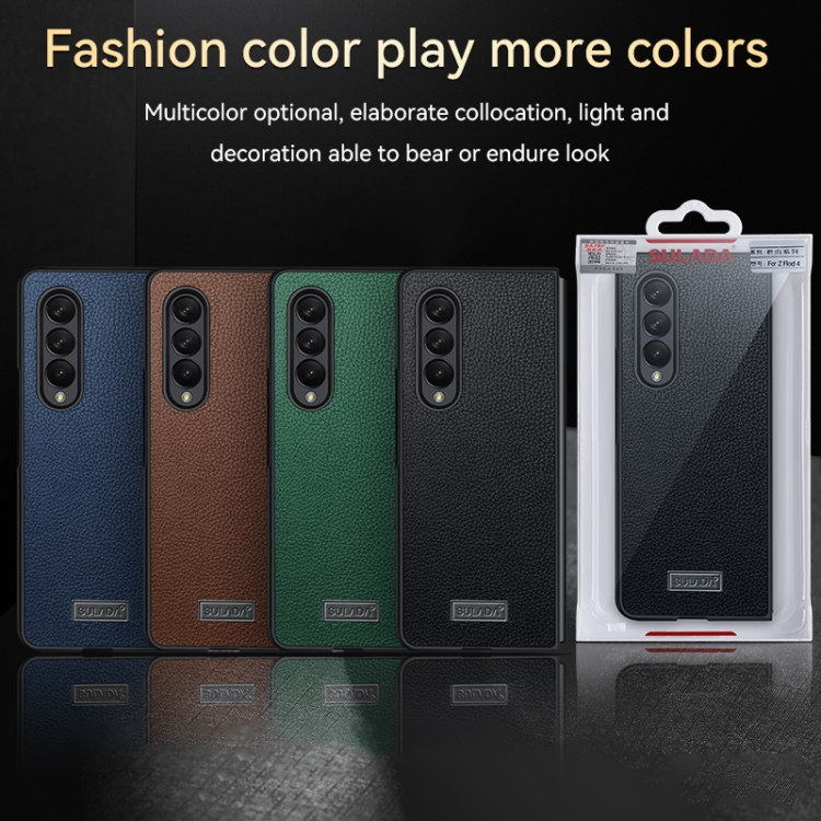 For Samsung Galaxy Z Fold4 SULADA Shockproof TPU + Handmade Leather Phone Case(Green) For Samsung Galaxy Z Fold4 SULADA Shockproof TPU + Handmade Leather Phone Case(Green)