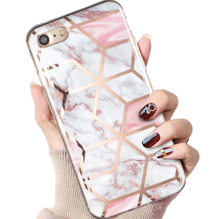 For iPhone SE 2022 / SE 2020 / 8 / 7 Electroplated Marble Pattern TPU Phone Case(White Gravel Pink) For iPhone SE 2022 / SE 2020 / 8 / 7 Electroplated Marble Pattern TPU Phone Case(White Gravel Pink)