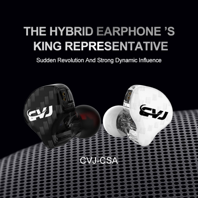 CVJ-CSA Dual Magnetic Coil Iron Hybrid Drive HIFI In-ear Wired Earphone, Style:With Mic(Black) CVJ-CSA Dual Magnetic Coil Iron Hybrid Drive HIFI In-ear Wired Earphone, Style:With Mic(Black)