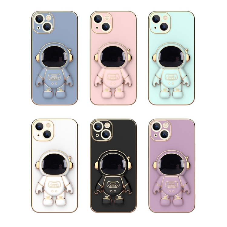 For iPhone 14 Plus Plating Astronaut Holder Phone Case (Sierra Blue) For iPhone 14 Plus Plating Astronaut Holder Phone Case (Sierra Blue)
