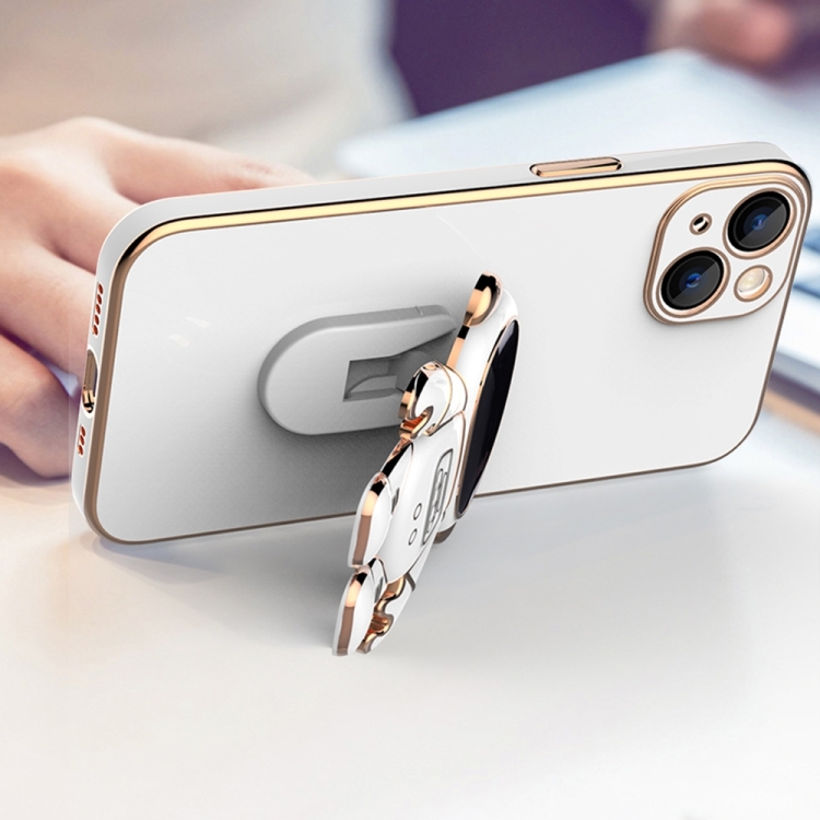 For iPhone 14 Plus Plating Astronaut Holder Phone Case (Sierra Blue) For iPhone 14 Plus Plating Astronaut Holder Phone Case (Sierra Blue)