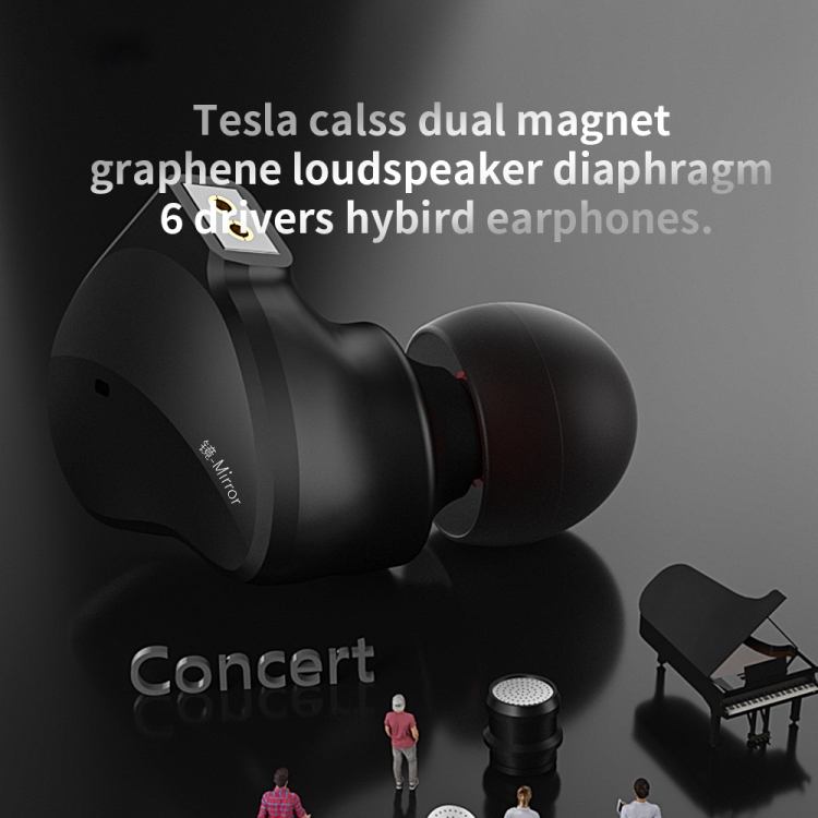 CVJ Mirror Hybrid Technology HiFi Music Wired Earphone With Mic(Black) CVJ Mirror Hybrid Technology HiFi Music Wired Earphone With Mic(Black)