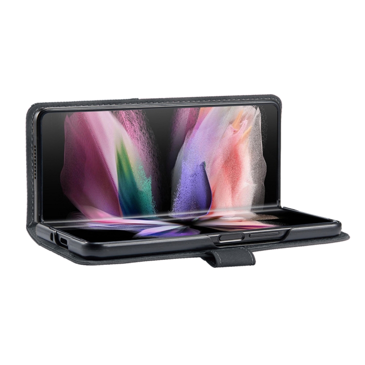 For Samsung Galaxy Z Fold4 BF05 Magnetic Buckle Rhombus Texture Leather Phone Case(Black) For Samsung Galaxy Z Fold4 BF05 Magnetic Buckle Rhombus Texture Leather Phone Case(Black)