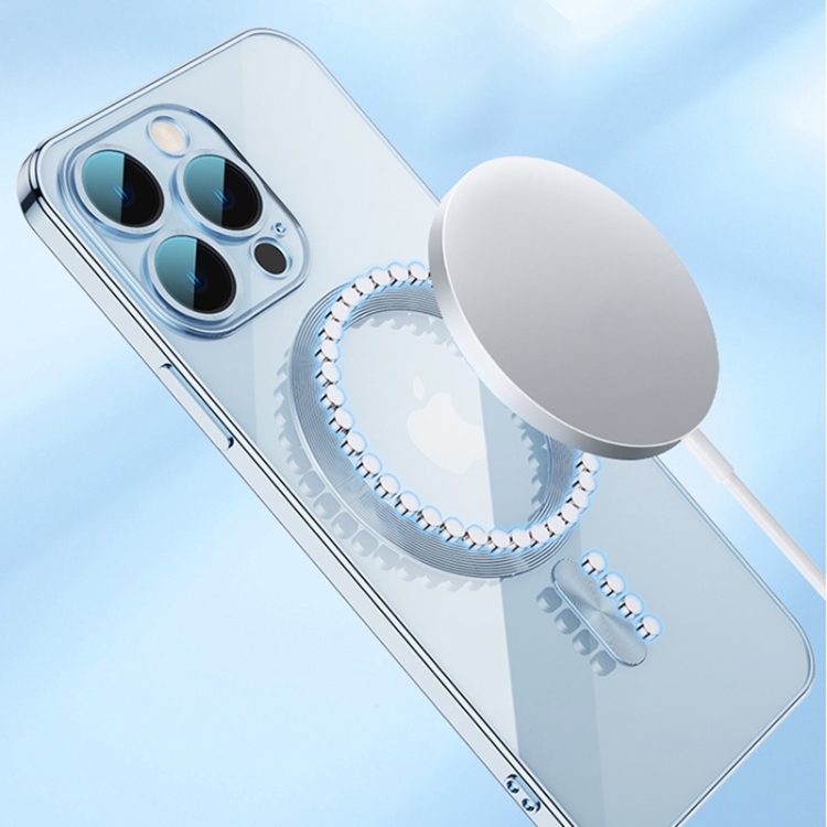 For iPhone 14 Whorl Electroplated MagSafe Magnetic Phone Case (Sierra Blue) For iPhone 14 Whorl Electroplated MagSafe Magnetic Phone Case (Sierra Blue)