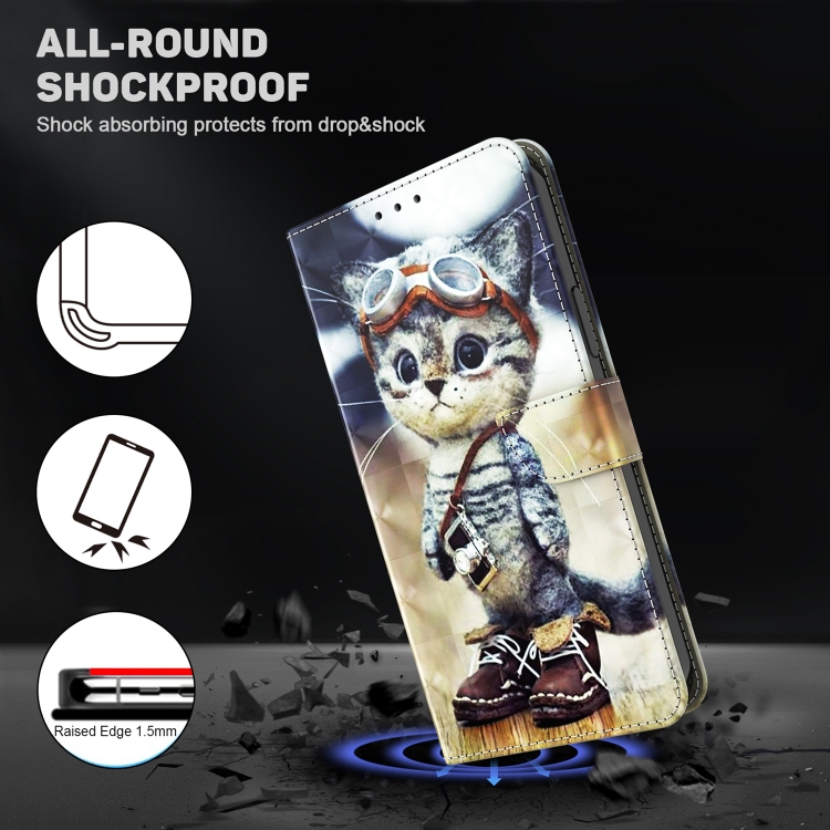 For Samsung Galaxy S22+ 5G 3D Painted Leather Phone Case(Naughty Cat) For Samsung Galaxy S22+ 5G 3D Painted Leather Phone Case(Naughty Cat)
