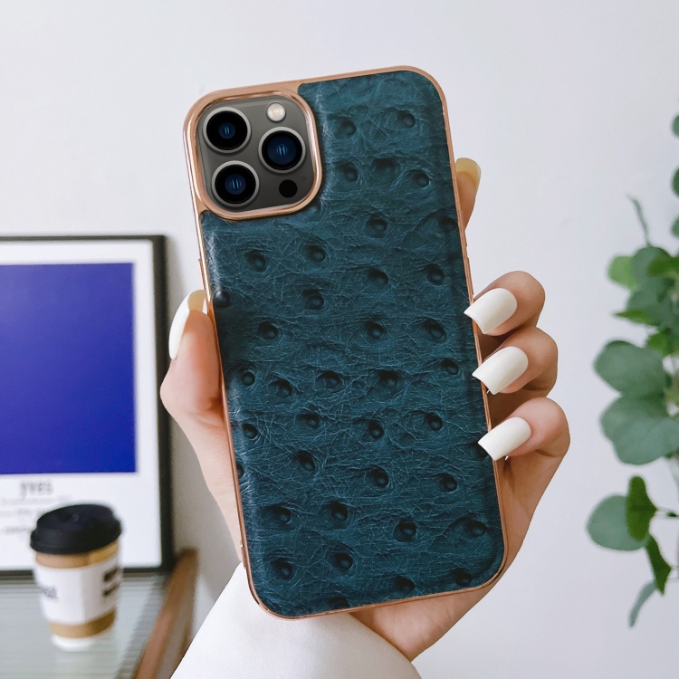 オーストリッチ 青色 ケース オーストリッチ 名刺入れ藍染【青】【革】【無双】【日本製】