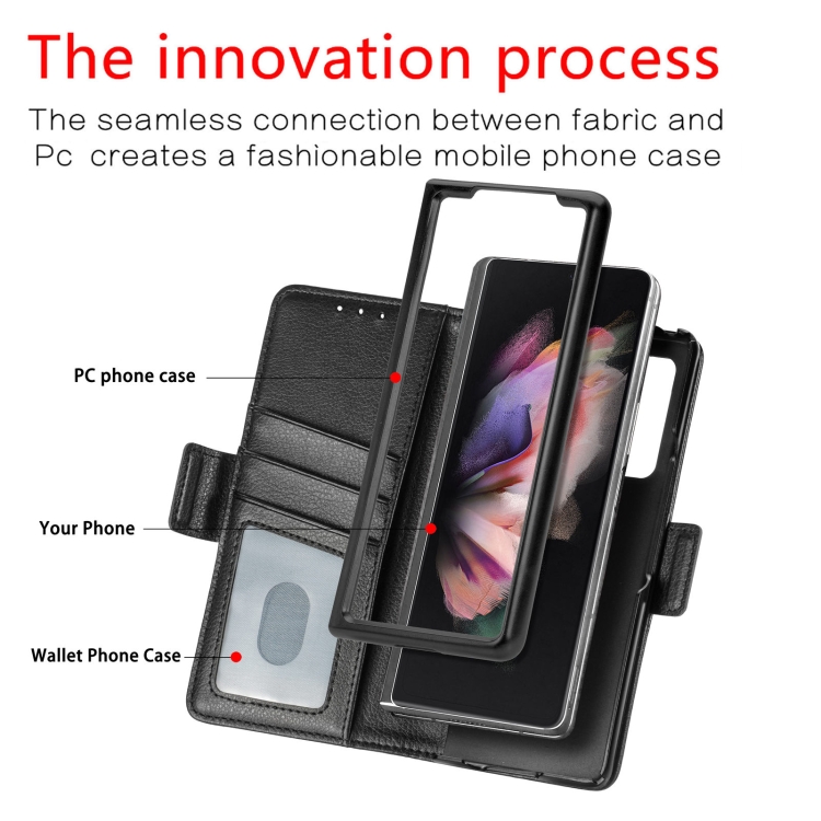 For Samsung Galaxy Z Fold4 5G Litchi Pattern Folding Phone Case with Pen & Card Slots (Black) For Samsung Galaxy Z Fold4 5G Litchi Pattern Folding Phone Case with Pen & Card Slots (Black)