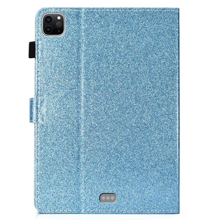 For iPad Pro 11 inch 2020 Glitter Left and Right Flat Leather Tablet Case with Sleep Function & Card Slot & Buckle Anti-skid Strip and Bracket(Blue) For iPad Pro 11 inch 2020 Glitter Left and Right Flat Leather Tablet Case with Sleep Function & Card Slot & Buckle Anti-skid Strip and Bracket(Blue)