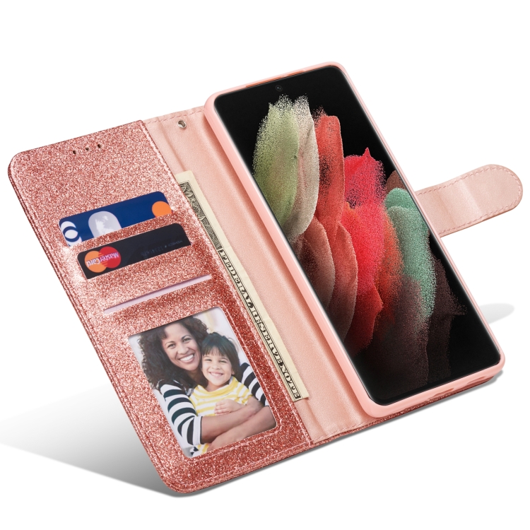 For Samsung Galaxy S21 Ultra 5G Glitter Powder Love Leather Phone Case(Pink) For Samsung Galaxy S21 Ultra 5G Glitter Powder Love Leather Phone Case(Pink)