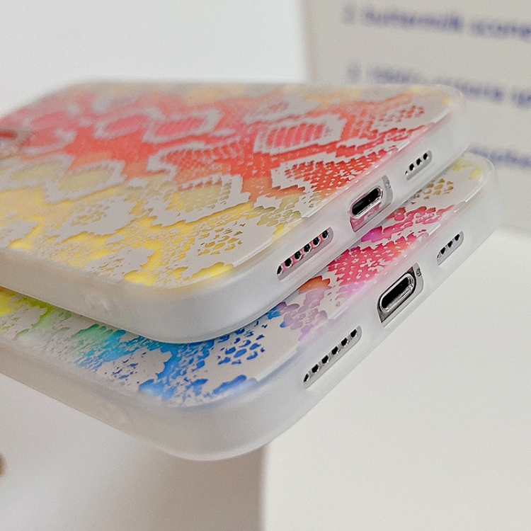 For iPhone 14 Python Texture Dual-side Laminating Phone Case (Triangle Rainbow) For iPhone 14 Python Texture Dual-side Laminating Phone Case (Triangle Rainbow)