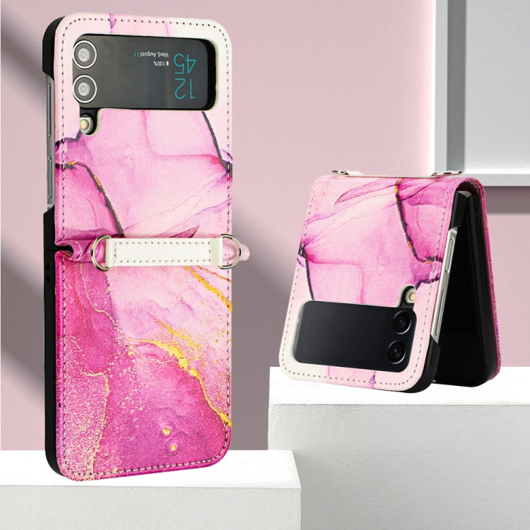 For Samsung Galaxy Z Flip4 Marble Pattern Leather Phone Case(Pink Purple Gold LS001) For Samsung Galaxy Z Flip4 Marble Pattern Leather Phone Case(Pink Purple Gold LS001)