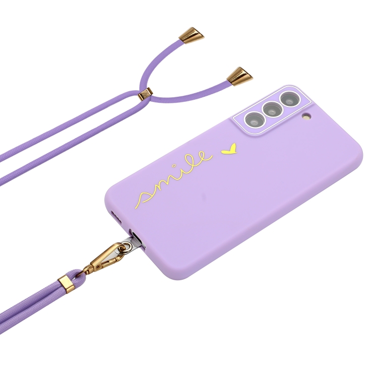 For Samsung Galaxy S22 5G Gilding Line TPU Phone Case with Strap(Light Purple) For Samsung Galaxy S22 5G Gilding Line TPU Phone Case with Strap(Light Purple)