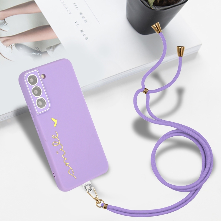 For Samsung Galaxy S22 5G Gilding Line TPU Phone Case with Strap(Light Purple) For Samsung Galaxy S22 5G Gilding Line TPU Phone Case with Strap(Light Purple)